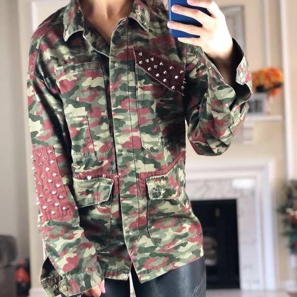 Zara Jackets & Blazers - Zara Trafaluc Outerwear Coat Camouflage Studded XS